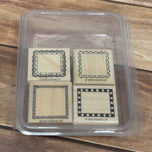 1995 STAMPIN' UP! BORDERS MINI WOOD MOUNTED RUBBER STAMP SET OF 4
